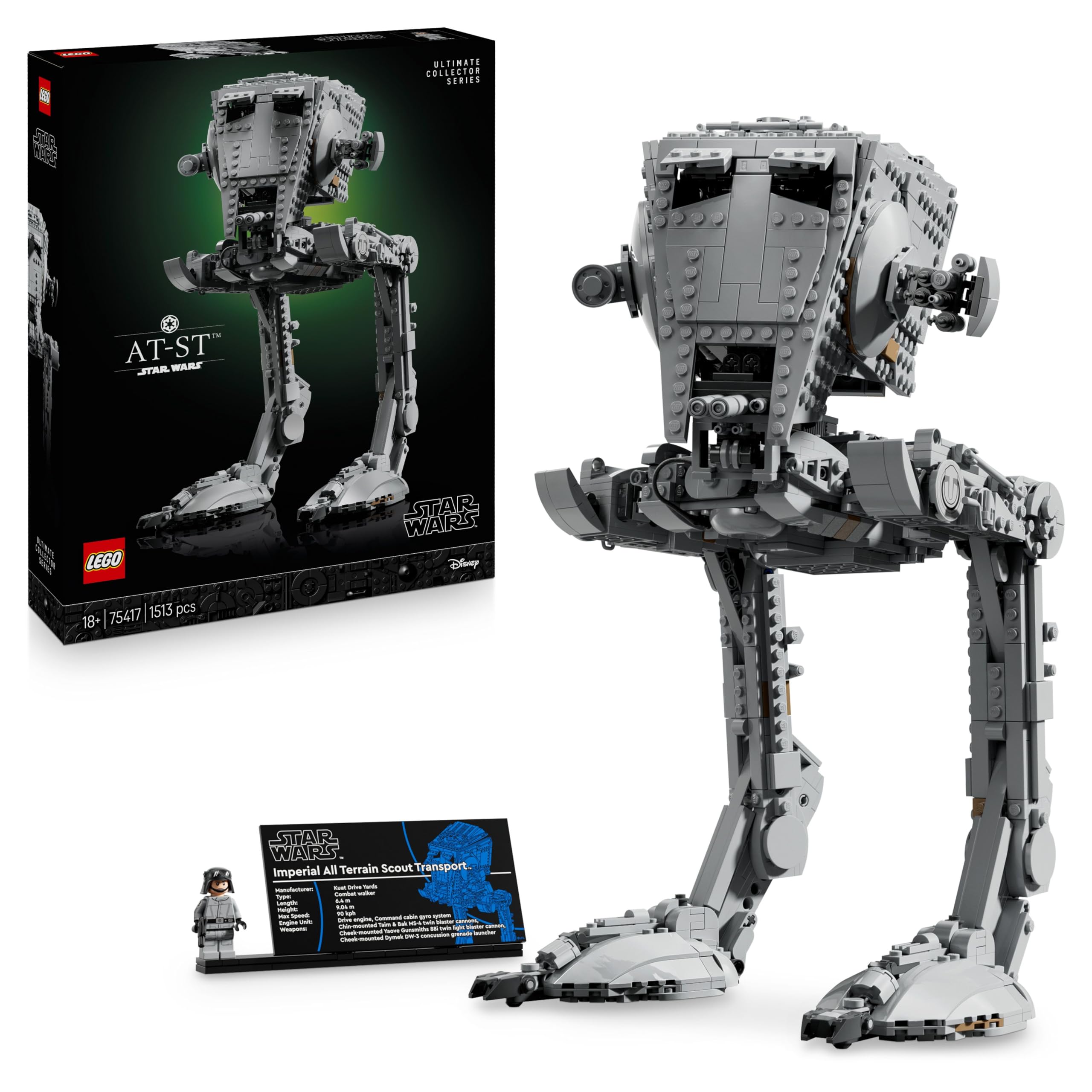 LEGO Star Wars AT-ST Kampfläufer - Bauset für Erwachsene - UCS Modell zum Ausstellen mit Minifigur & Informationstafel - Sammlerstück & Geschenk für Fans - 75417